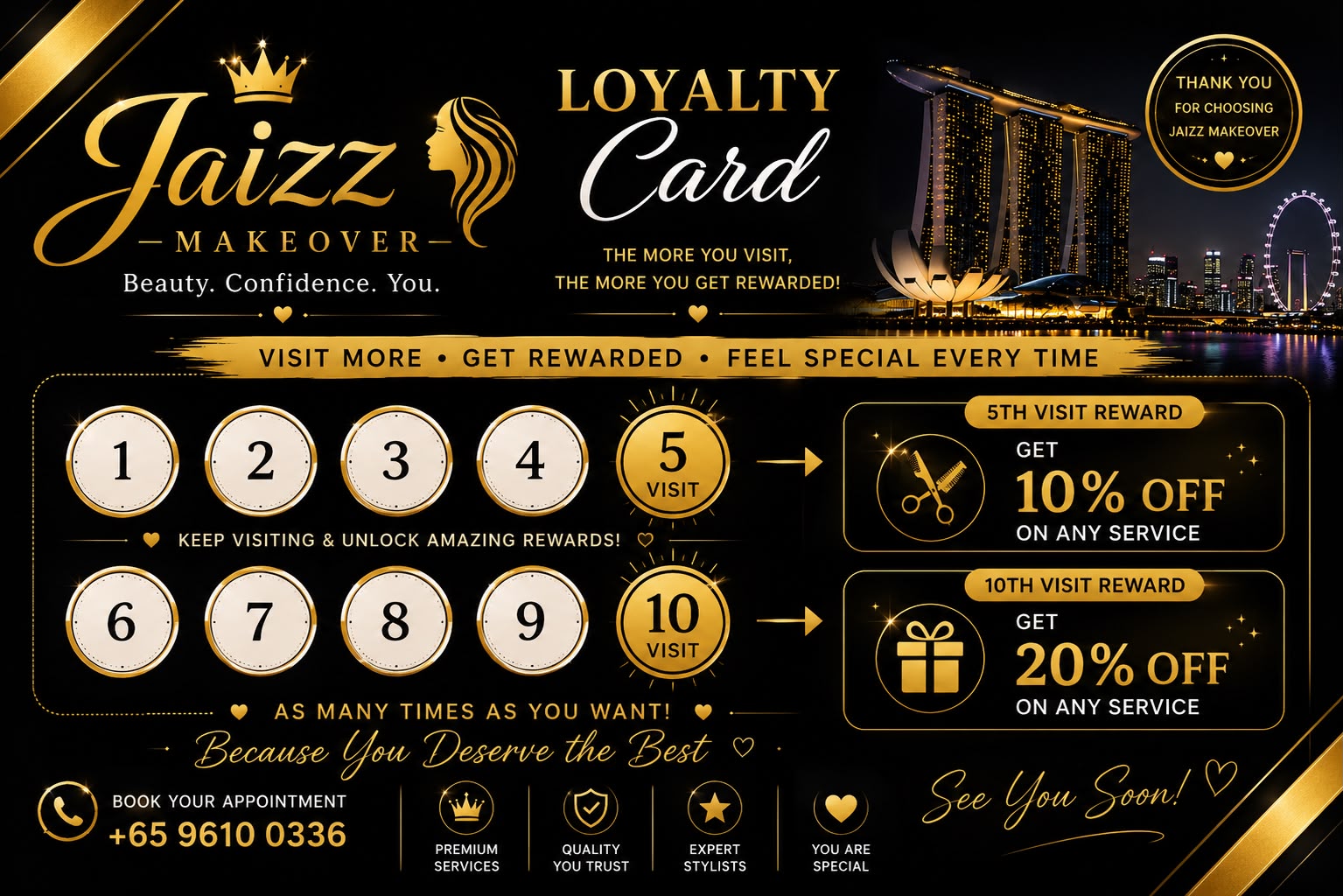 Jaizz Makeover loyalty card